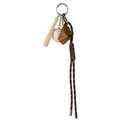 Mini baseball keychain featuring wood bat, white ball, glove, and braided cord charm - Khaki