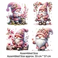 Set of 4 pink cherry blossom gnomes stickers for window and wall decor 55x57cm - Pink Cherry Blossom Series
