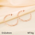 Pendientes de aro retorcidos minimalistas en oro rosa sobre seda, tamaño 42x44mm - Grande (42x4mm) / Oro rosa
