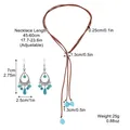 Size guide for bohemian turquoise necklace and earrings set with detailed dimensions - N2111-13T2 Turquoise Necklace Earrings Set