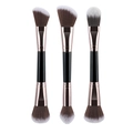 Professionelles 3er-Set doppelseitige Make-up-Pinsel mit synthetischen Borsten und Roségold - 3er-Set Doppelendpجمel / Schwarz