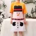 Christmas snowman themed apron with red plaid scarf and top hat for festive kitchen decor - Snowman