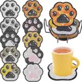 Cat paw DIY diamond painting coasters set of 10 with rhinestones and black metal holder - Multicolor Cat Paw Shape Style (BD997)