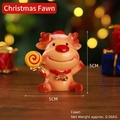 Cartoon Christmas reindeer figurine with Santa hat and candy cane, 5x5cm resin decor - Resin / Christmas Deer - Color Box (7116C-04)