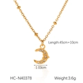 Detail of 18K gold star and moon pendant necklace with 45cm chain and dimensions - Moon Pendant Style (HC-N40378)