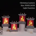 Vintage Christmas fireplace lantern with warm LED light and Santa figurine decor - Vintage Christmas Fireplace Light Style (2259)