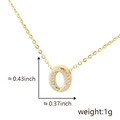 Gold plated copper pendant necklace featuring letter O design with cubic zirconia stones - Gold Letter-O