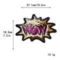 Grand patch en paillettes avec texte WOW rose pour décoration de vêtements créative - WOW (Multicolore)