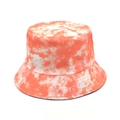 Detailed top view of orange and white tie-dye bucket hat showing cotton fabric texture - M (56-58cm) / Orange