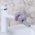 Cute grey elephant faucet extender for kids, easy installation on white tap - Upgraded Universal Elephant / Grey Pink