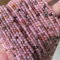 Faceted pink strawberry quartz natural stone beads for DIY jewelry making - Multi Rutilated Quartz 3mm