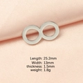 Dimensiones del colgante infinito: 25,2mm de largo, 13mm de ancho, 1,5mm grosor y 1,8g peso - Color Acero