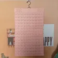 Pink felt jewelry organizer wall hanging with laser-cut slots for earrings and brooches - Pink Hook Model