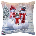 Christmas snowman family oil painting style throw pillow case for holiday home decor - Snowman Family Oil Painting Style