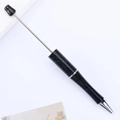 DIY beadable ballpoint pen in black starry sky pattern with metallic rod and silver accents - Pearlescent Black