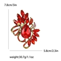 Broche de cristal rojo estilo vintage en forma de lágrima con aleación dorada y strass - Rojo