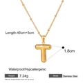 Waterproof gold bubble letter T pendant necklace made of high-grade stainless steel - Letter T