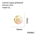 Detailansicht 10mm rosa Emaille Böser Blick Perle mit Vergoldung und klarem Zirkon - P02863 Rosa Rund
