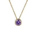Collana in acciaio dorato con ciondolo a cerchio e cristallo viola incastonato - Febbraio Violetto - Oro