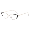 Montatura cat eye nera con stanghette in metallo dorato e accenti di diamanti scintillanti - Nero e Oro