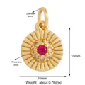 Golden sunburst evil eye pendant with pink zircon and white crystals for DIY jewelry - Rose Red Sun Eye