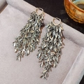 Elegant long leaf tassel earrings in silver plating with ring closure for women - Silver Multi-Layer Willow Leaf Hoop Tassel (203)