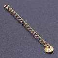 Golden 5cm extender chain with round flat tag and lobster clasp for necklaces - S1655 Patterned Round Tag / Gold