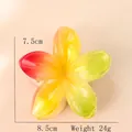 8.5cm red yellow and green gradient plumeria hair claw clip in translucent resin - 8cm / Red Yellow Green