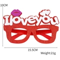 Sparkly red Valentine heart eyewear with I Love You text for party photo props - I LOVE YOU Style