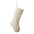 Calza di Natale in maglia a trecce bianco crema con anello per appenderla - Avorio