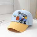 Dettaglio cappellino bimbo con patch gru, design color block e trama in twill - 52cm (2-5 Anni) / Blu
