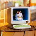 Miniature retro computer figurine with cute rabbit inside, Phantom Night Forest theme - 1224-4 White Retro PC Light