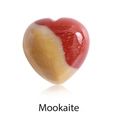 Polished 15mm Mookaite jasper heart stone in dual-tone reddish brown and beige - Yellow Jasper