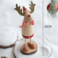 Handcrafted wooden reindeer ornament with red Christmas hat and scarf, 20cm height - Christmas Puppet-Reindeer 20cm