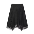 Jupe midi en dentelle noire élégante avec texture florale et ourlet irrégulier - XS / Noir