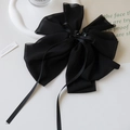 Elegant black chiffon hair claw clip with long bow streamers for women styling - Black Ponytail Clip