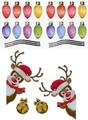 Christmas magnetic stickers set with colorful bulbs, reindeer and gold bells stickers - RFM027 + 16 Bulbs + 6 Wires