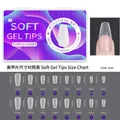 Short matte almond press-on nails size chart with detailed length and width dimensions - 420pcs Frosted Traceless 15 Sizes Nail Tips-02