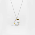 Detailed close-up of S925 silver letter G pendant necklace with colorful cubic zirconia - Silver Letter G