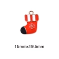 Ciondolo calza di Natale rosso in lega dorata con strisce bianche per gioielli fai-da-te - 74# Calza di Natale