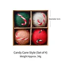Set di 4 palline di Natale in feltro fatte a mano con motivi a bastoncini di zucchero - Set di 4 / Stile Bastoncino di Zucchero