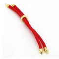 Adjustable red braided string bracelet with gold metallic accents and sliding clasps - Red