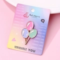 Cute heart-shaped balloon brooch in pink, purple, and mint green with golden edges - Three-color Balloon Shape (090)