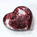 Heart-shaped crystal storage dish with red flakes and colorful glitter accents - Heart / Garnet & Sequins