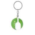 Green pickleball keychain with white paddle charm and silver ring on white background - Green Pickleball Paddle