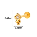 Gold titanium flower stud with cubic zirconia inlay and precise size measurements - Square Bead Style (2607-6#Gold)