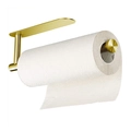 Wall-mounted brushed gold stainless steel paper towel holder with storage shelf - 33cm Oval Base / Gold