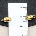 Golden cylindrical magnetic jewelry clasps with lobster claw closure measuring 1.6cm - Cylinder Shape (19846)