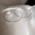 Macro shot of iridescent faceted crystal beads on elegant white silk fabric - 46# Transparent Bracelet Set (2 Pieces)