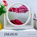 Pink 3D dynamic sand art flow sand painting with a minimalist white circular frame - 8 Inch White Frame Stand Pink